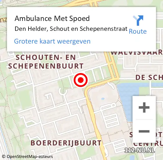 Locatie op kaart van de 112 melding: Ambulance Met Spoed Naar Den Helder, Schout en Schepenenstraat op 20 september 2023 08:51