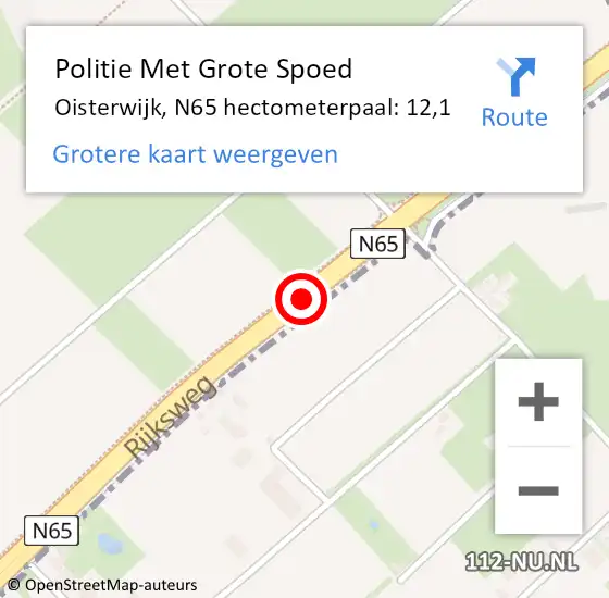 Locatie op kaart van de 112 melding: Politie Met Grote Spoed Naar Oisterwijk, N65 hectometerpaal: 12,1 op 20 september 2023 09:09