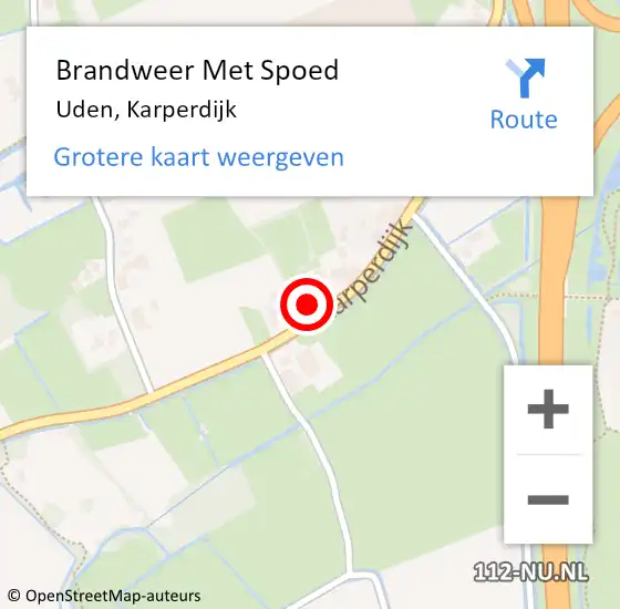 Locatie op kaart van de 112 melding: Brandweer Met Spoed Naar Uden, Karperdijk op 20 september 2023 09:30