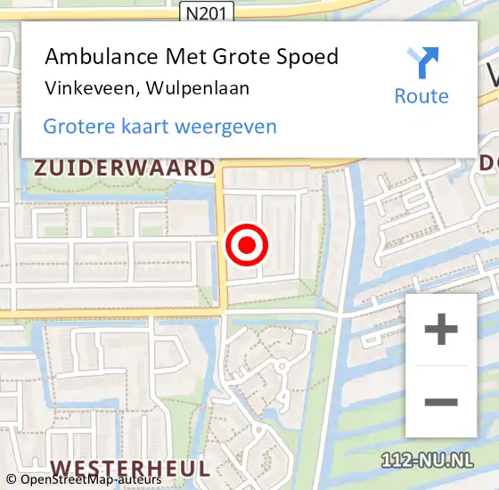 Locatie op kaart van de 112 melding: Ambulance Met Grote Spoed Naar Vinkeveen, Wulpenlaan op 20 september 2023 09:32