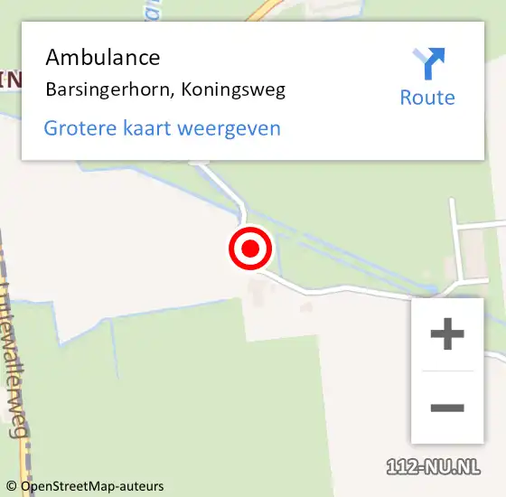 Locatie op kaart van de 112 melding: Ambulance Barsingerhorn, Koningsweg op 20 september 2023 09:32