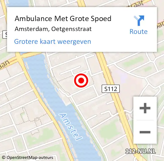 Locatie op kaart van de 112 melding: Ambulance Met Grote Spoed Naar Amsterdam, Oetgensstraat op 20 september 2023 09:46