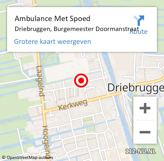 Locatie op kaart van de 112 melding: Ambulance Met Spoed Naar Driebruggen, Burgemeester Doormanstraat op 20 september 2023 09:53