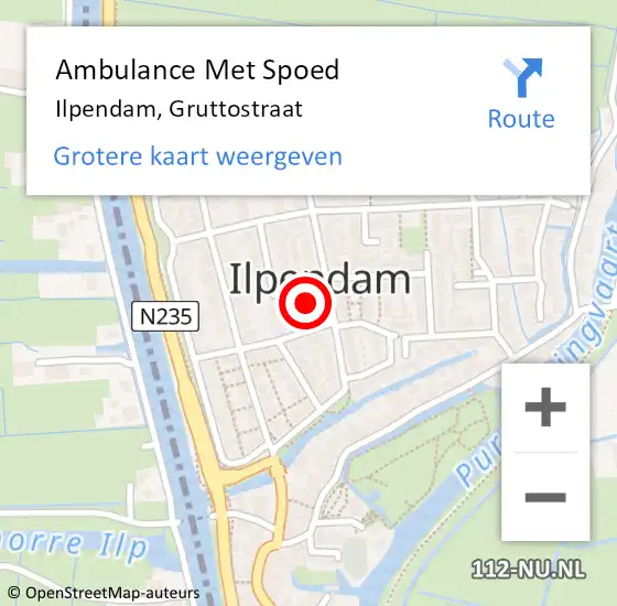 Locatie op kaart van de 112 melding: Ambulance Met Spoed Naar Ilpendam, Gruttostraat op 20 september 2023 10:08