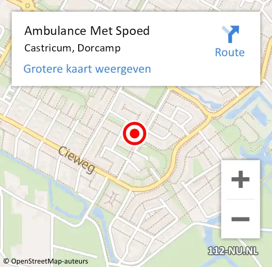 Locatie op kaart van de 112 melding: Ambulance Met Spoed Naar Castricum, Dorcamp op 20 september 2023 10:55