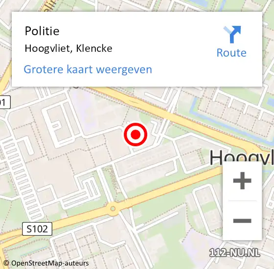 Locatie op kaart van de 112 melding: Politie Hoogvliet, Klencke op 20 september 2023 10:58