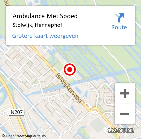 Locatie op kaart van de 112 melding: Ambulance Met Spoed Naar Stolwijk, Hennephof op 20 september 2023 11:08