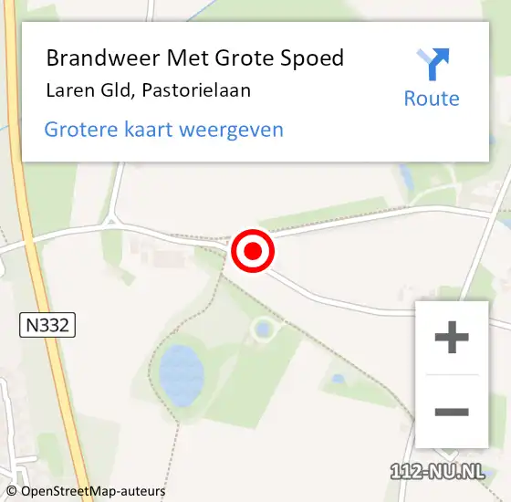 Locatie op kaart van de 112 melding: Brandweer Met Grote Spoed Naar Laren Gld, Pastorielaan op 8 september 2014 19:07