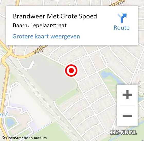 Locatie op kaart van de 112 melding: Brandweer Met Grote Spoed Naar Baarn, Lepelaarstraat op 20 september 2023 12:02