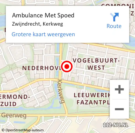 Locatie op kaart van de 112 melding: Ambulance Met Spoed Naar Zwijndrecht, Kerkweg op 20 september 2023 12:03