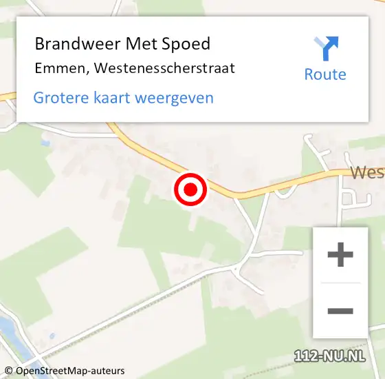 Locatie op kaart van de 112 melding: Brandweer Met Spoed Naar Emmen, Westenesscherstraat op 20 september 2023 12:20