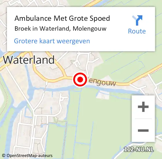 Locatie op kaart van de 112 melding: Ambulance Met Grote Spoed Naar Broek in Waterland, Molengouw op 20 september 2023 12:26