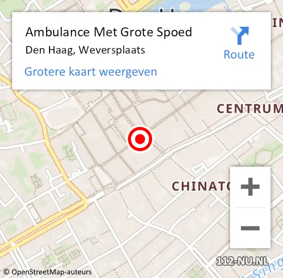 Locatie op kaart van de 112 melding: Ambulance Met Grote Spoed Naar Den Haag, Weversplaats op 20 september 2023 12:27