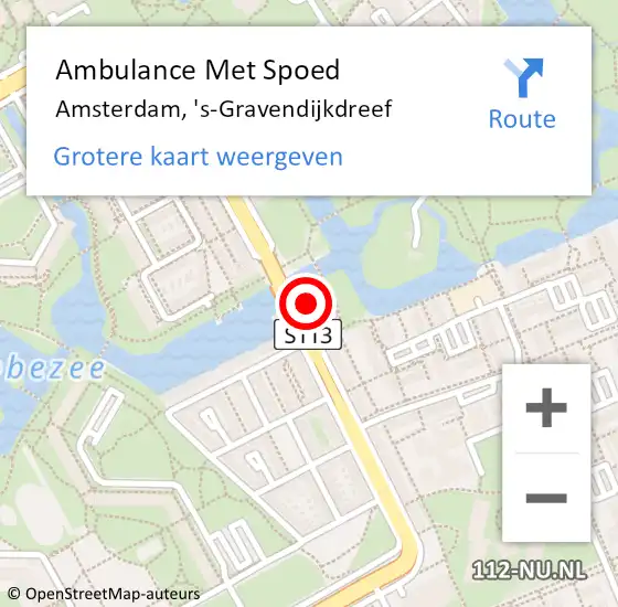 Locatie op kaart van de 112 melding: Ambulance Met Spoed Naar Amsterdam, 's-Gravendijkdreef op 20 september 2023 12:30