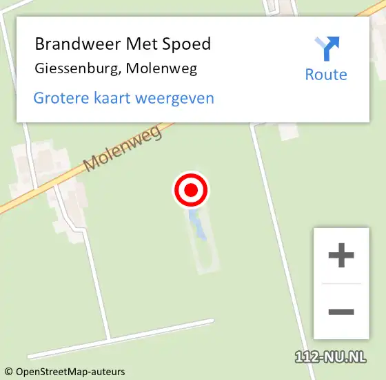 Locatie op kaart van de 112 melding: Brandweer Met Spoed Naar Giessenburg, Molenweg op 20 september 2023 12:31