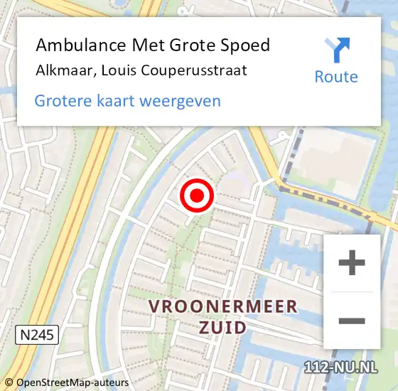 Locatie op kaart van de 112 melding: Ambulance Met Grote Spoed Naar Alkmaar, Louis Couperusstraat op 20 september 2023 12:55