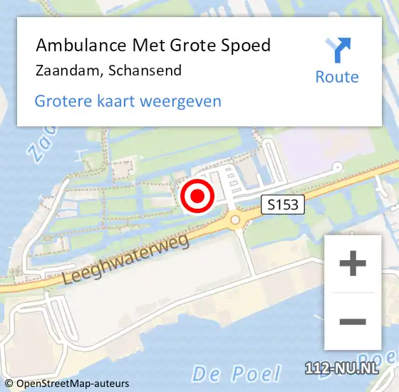 Locatie op kaart van de 112 melding: Ambulance Met Grote Spoed Naar Zaandam, Schansend op 20 september 2023 13:13