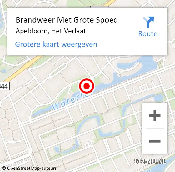 Locatie op kaart van de 112 melding: Brandweer Met Grote Spoed Naar Apeldoorn, Het Verlaat op 20 september 2023 13:24