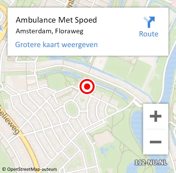 Locatie op kaart van de 112 melding: Ambulance Met Spoed Naar Amsterdam, Floraweg op 20 september 2023 13:51