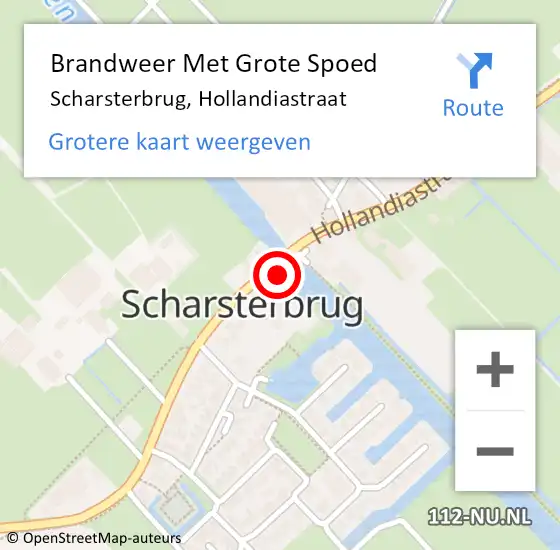 Locatie op kaart van de 112 melding: Brandweer Met Grote Spoed Naar Scharsterbrug, Hollandiastraat op 20 september 2023 14:48