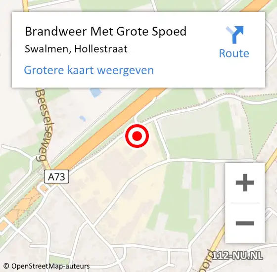 Locatie op kaart van de 112 melding: Brandweer Met Grote Spoed Naar Swalmen, Hollestraat op 20 september 2023 14:58