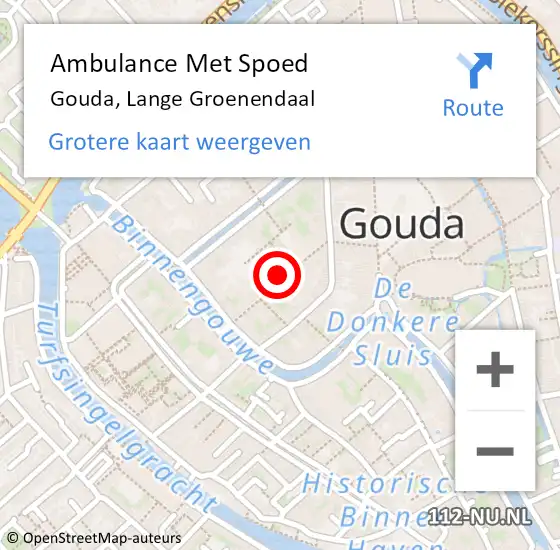 Locatie op kaart van de 112 melding: Ambulance Met Spoed Naar Gouda, Lange Groenendaal op 20 september 2023 15:03