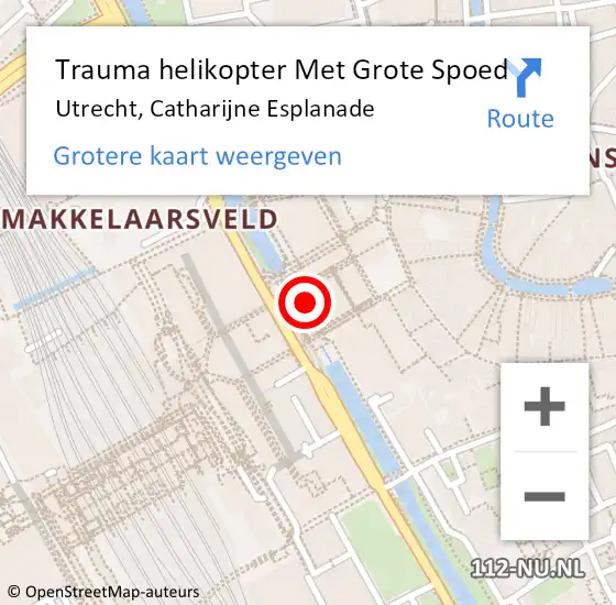 Locatie op kaart van de 112 melding: Trauma helikopter Met Grote Spoed Naar Utrecht, Catharijne Esplanade op 20 september 2023 15:04