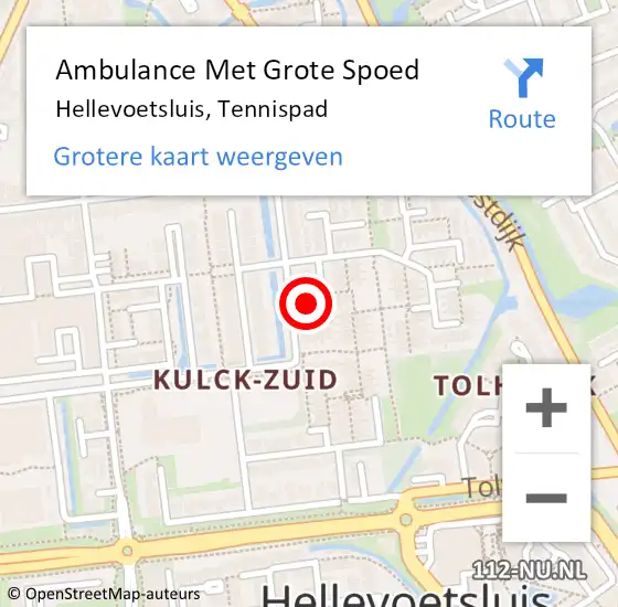 Locatie op kaart van de 112 melding: Ambulance Met Grote Spoed Naar Hellevoetsluis, Tennispad op 20 september 2023 15:37