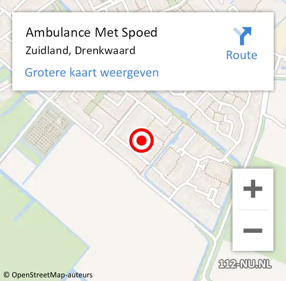 Locatie op kaart van de 112 melding: Ambulance Met Spoed Naar Zuidland, Drenkwaard op 20 september 2023 15:42