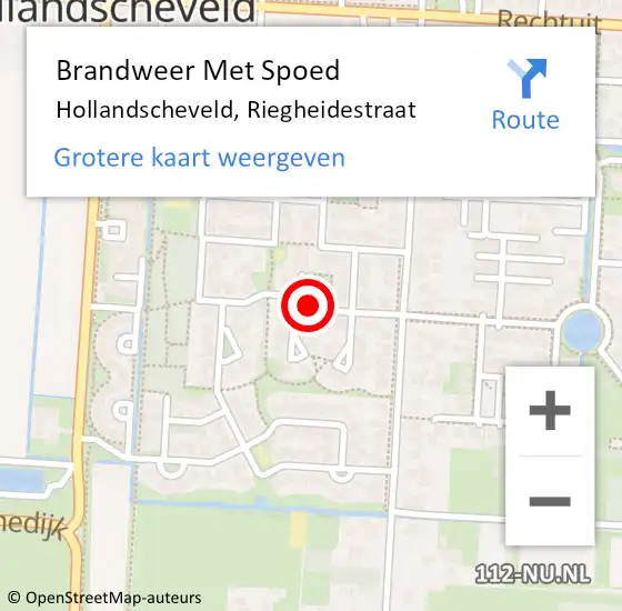 Locatie op kaart van de 112 melding: Brandweer Met Spoed Naar Hollandscheveld, Riegheidestraat op 20 september 2023 16:03