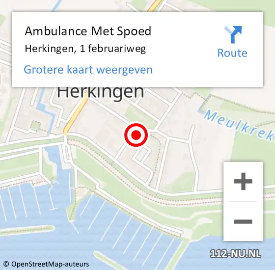 Locatie op kaart van de 112 melding: Ambulance Met Spoed Naar Herkingen, 1 februariweg op 20 september 2023 16:31