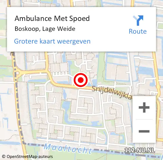 Locatie op kaart van de 112 melding: Ambulance Met Spoed Naar Boskoop, Lage Weide op 20 september 2023 16:35
