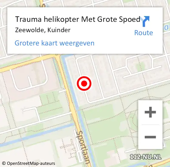 Locatie op kaart van de 112 melding: Trauma helikopter Met Grote Spoed Naar Zeewolde, Kuinder op 20 september 2023 16:59