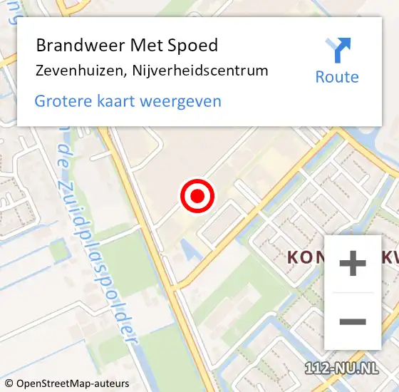 Locatie op kaart van de 112 melding: Brandweer Met Spoed Naar Zevenhuizen, Nijverheidscentrum op 20 september 2023 17:02