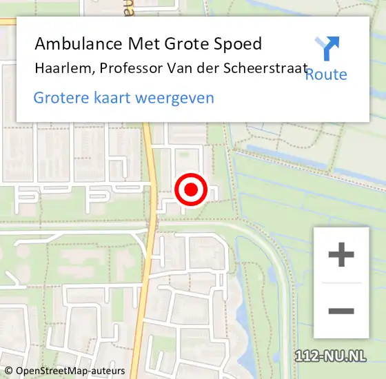 Locatie op kaart van de 112 melding: Ambulance Met Grote Spoed Naar Haarlem, Professor Van der Scheerstraat op 20 september 2023 17:51