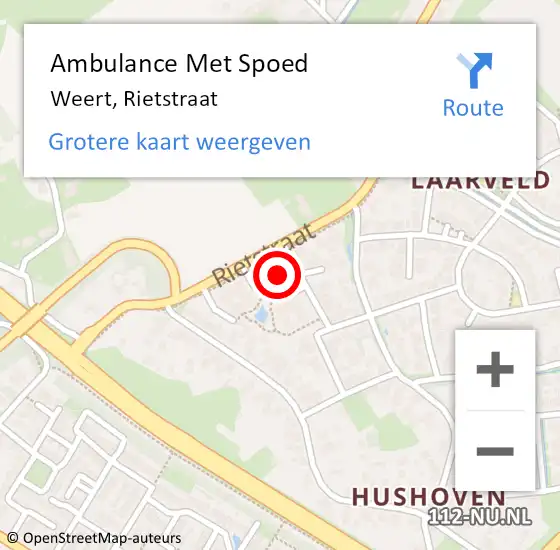 Locatie op kaart van de 112 melding: Ambulance Met Spoed Naar Weert, Rietstraat op 20 september 2023 18:07