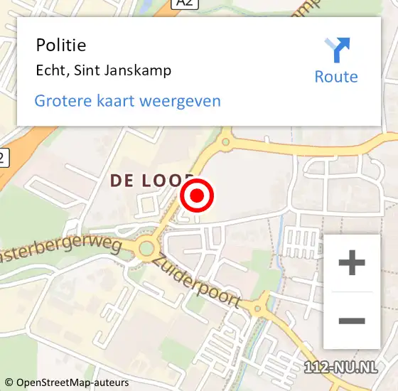 Locatie op kaart van de 112 melding: Politie Echt, Sint Janskamp op 20 september 2023 18:17