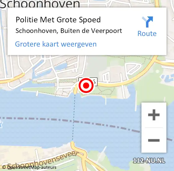 Locatie op kaart van de 112 melding: Politie Met Grote Spoed Naar Schoonhoven, Buiten de Veerpoort op 20 september 2023 18:18