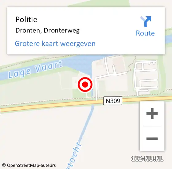 Locatie op kaart van de 112 melding: Politie Dronten, Dronterweg op 20 september 2023 18:19