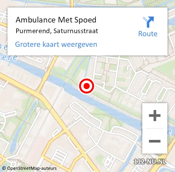 Locatie op kaart van de 112 melding: Ambulance Met Spoed Naar Purmerend, Saturnusstraat op 20 september 2023 18:23