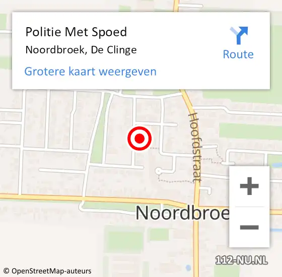 Locatie op kaart van de 112 melding: Politie Met Spoed Naar Noordbroek, De Clinge op 20 september 2023 18:35