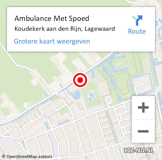 Locatie op kaart van de 112 melding: Ambulance Met Spoed Naar Koudekerk aan den Rijn, Lagewaard op 20 september 2023 18:56