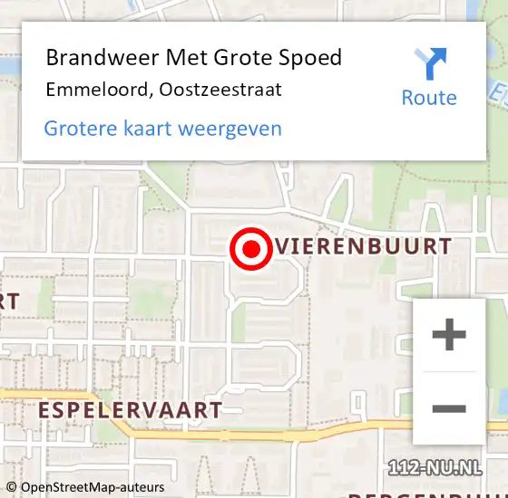 Locatie op kaart van de 112 melding: Brandweer Met Grote Spoed Naar Emmeloord, Oostzeestraat op 20 september 2023 18:59