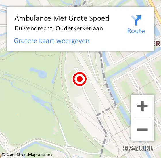 Locatie op kaart van de 112 melding: Ambulance Met Grote Spoed Naar Duivendrecht, Ouderkerkerlaan op 20 september 2023 19:00