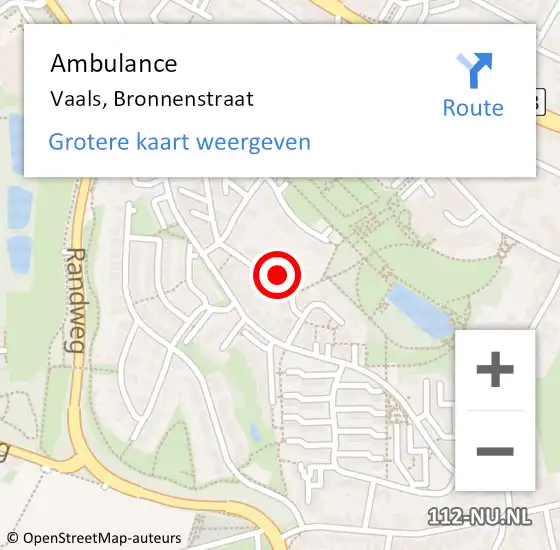 Locatie op kaart van de 112 melding: Ambulance Vaals, Bronnenstraat op 8 september 2014 20:11