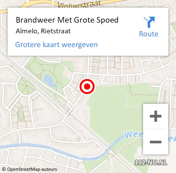 Locatie op kaart van de 112 melding: Brandweer Met Grote Spoed Naar Almelo, Rietstraat op 20 september 2023 19:02