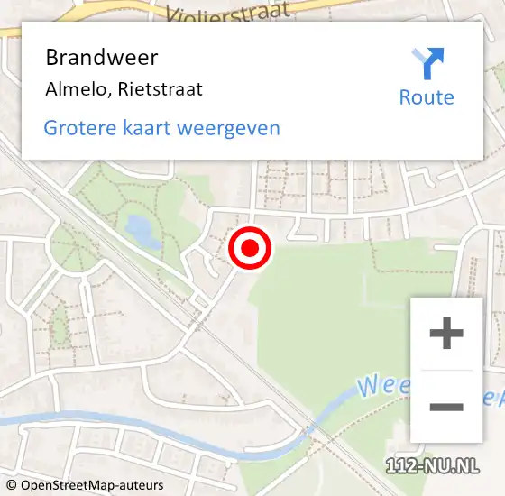 Locatie op kaart van de 112 melding: Brandweer Almelo, Rietstraat op 20 september 2023 19:02