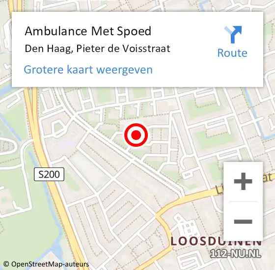 Locatie op kaart van de 112 melding: Ambulance Met Spoed Naar Den Haag, Pieter de Voisstraat op 20 september 2023 19:09