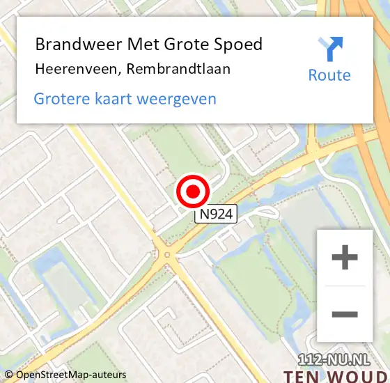 Locatie op kaart van de 112 melding: Brandweer Met Grote Spoed Naar Heerenveen, Rembrandtlaan op 20 september 2023 19:22