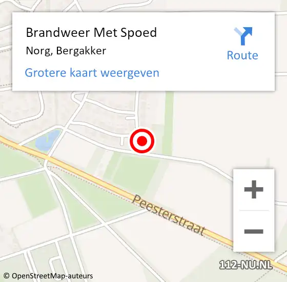 Locatie op kaart van de 112 melding: Brandweer Met Spoed Naar Norg, Bergakker op 20 september 2023 19:32